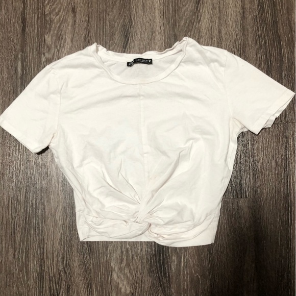ZARA White Twist Front Crop Top - Size S - Picture 1 of 5
